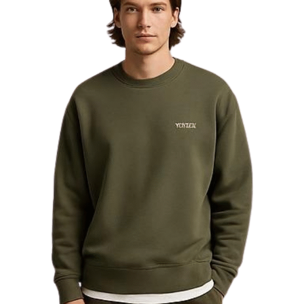 سويت شيرت رجالي زيتي مطبوع صغير (Yenzen)