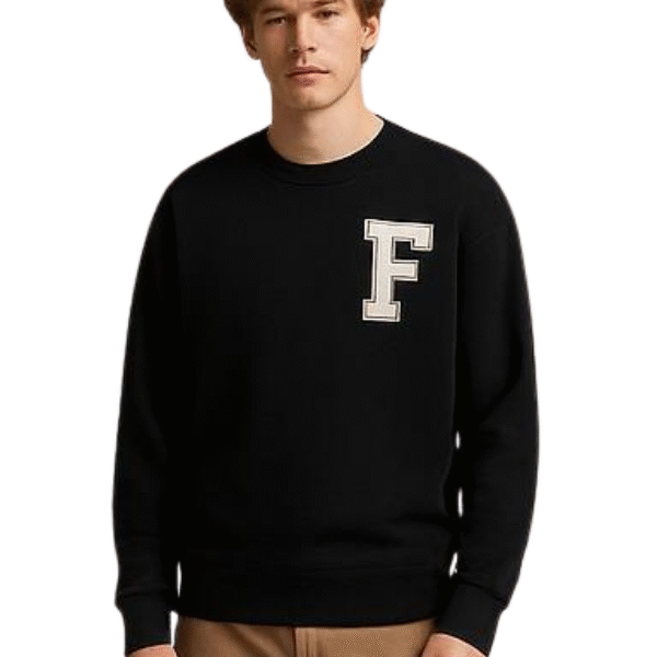 سويت شيرت رجالي أسود بحرف F كبير